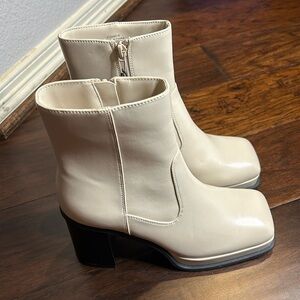 Faux Leather Block Heel Booties